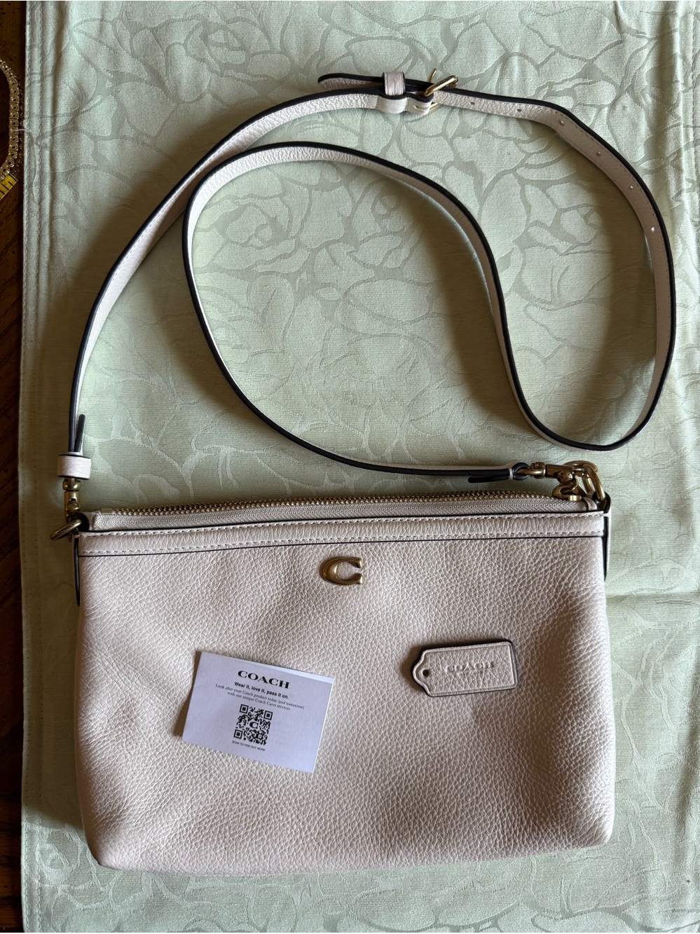 COACH Legacy Zip Top Crossbody Bag CW571 $195 Retail Brass/Chalk Sold Out